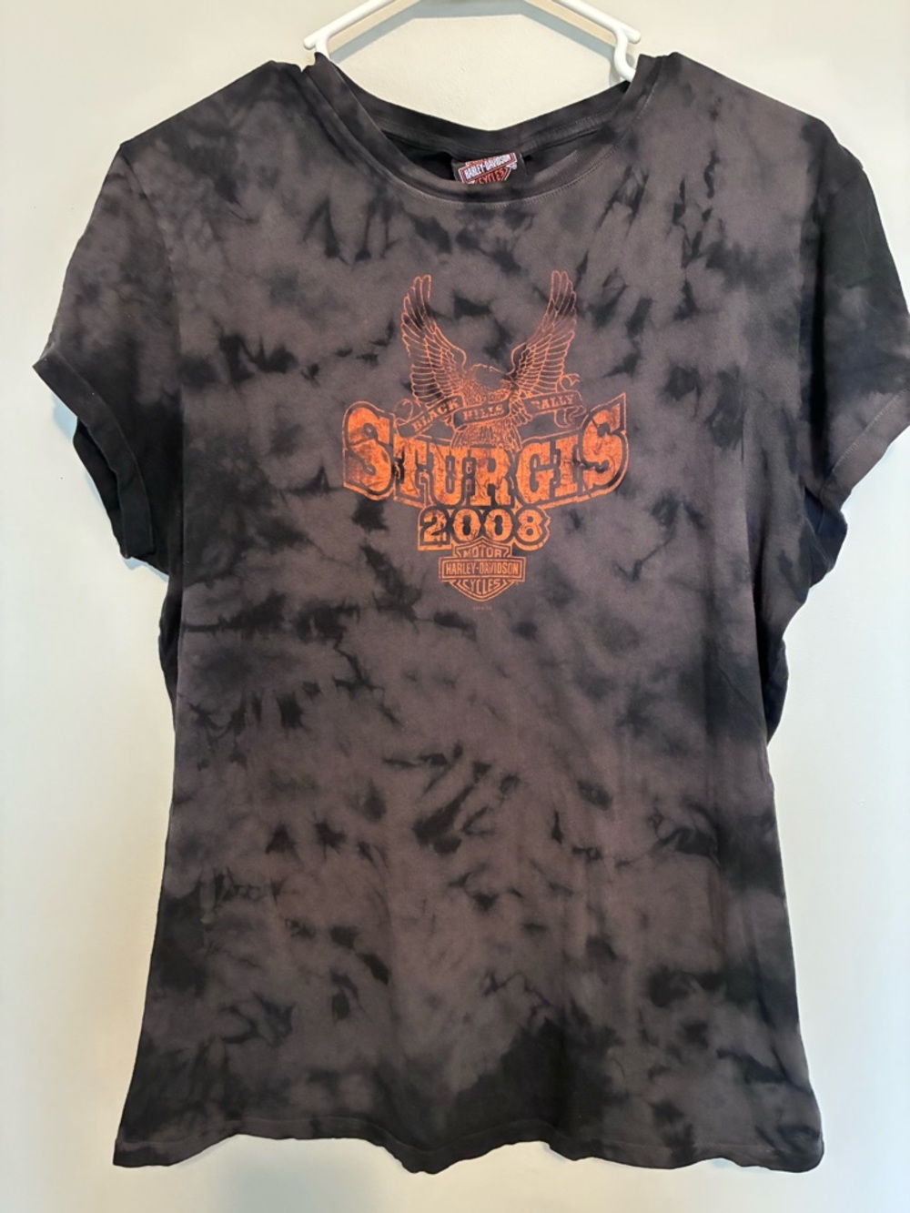 Harley-Davidson Black Tee with Orange Logo and Wings